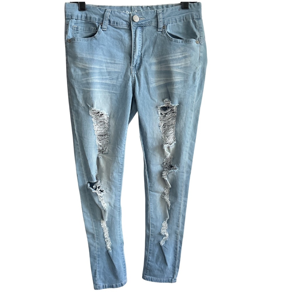 GOGO STAR Ankle Distressed Straight Jeans 31x27.5